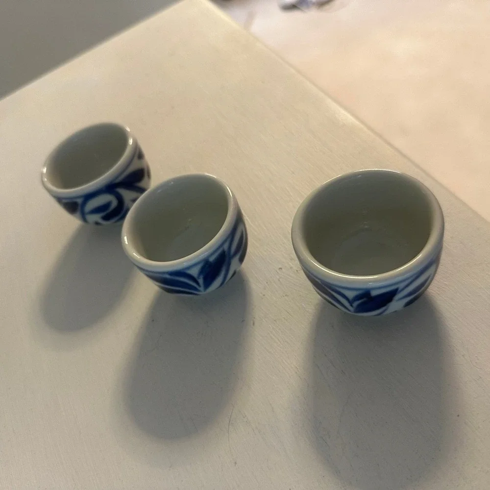 Set of 3 tiny bowls sushi soy sauce Japanese Asian charcuterie